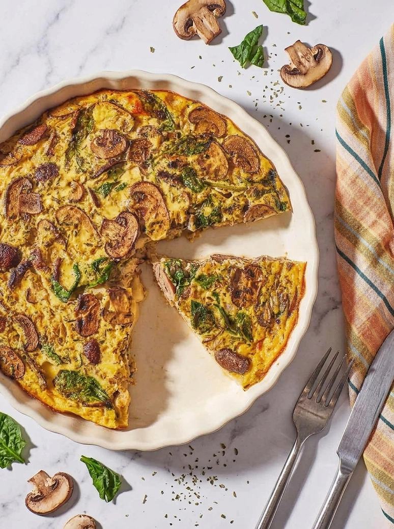 Mushroom Spinach Crustless Quiche Recipe - 2