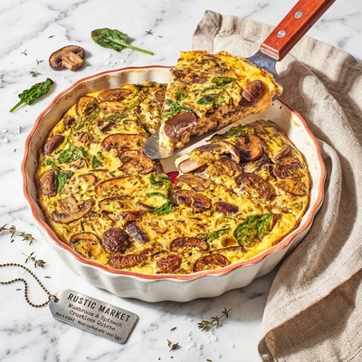 Mushroom Spinach Crustless Quiche Recipe