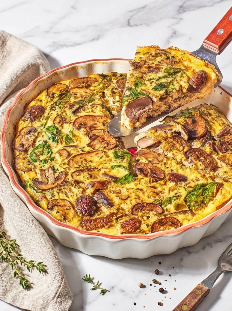 Mushroom Spinach Crustless Quiche Recipe - 1