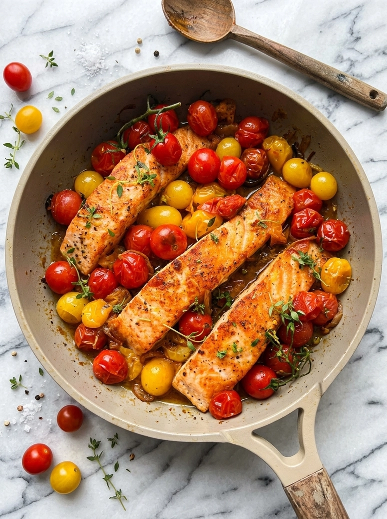 One Pan Salmon with Cherry Tomatoes - 1