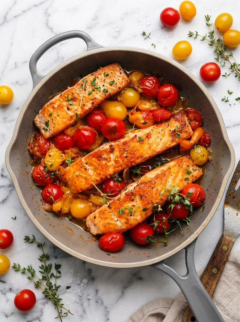 One Pan Salmon with Cherry Tomatoes - 2