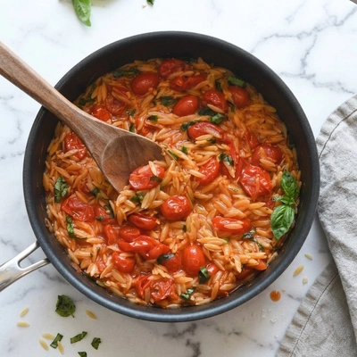 One Pot Orzo with Cherry Tomatoes