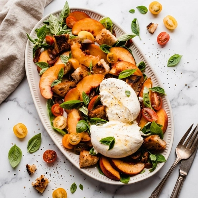 Peach Burrata Salad with Basil