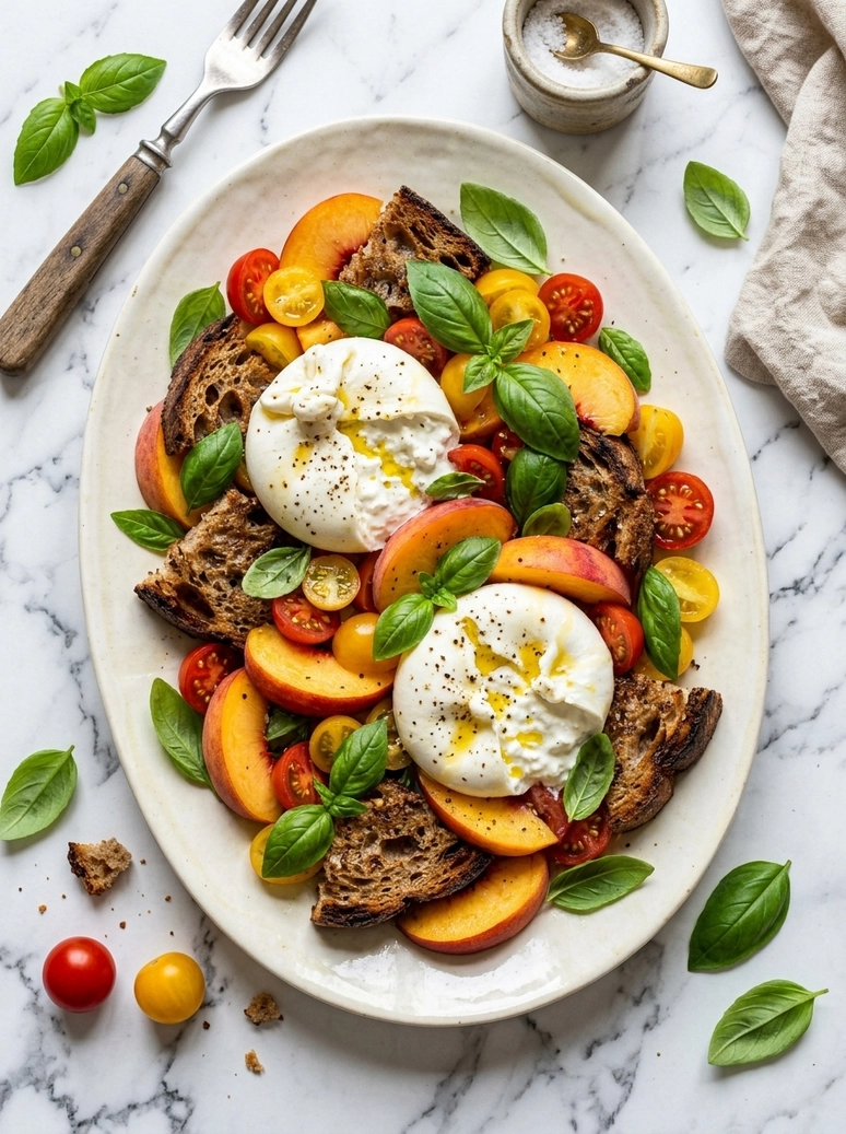 Peach Burrata Salad with Basil - 1