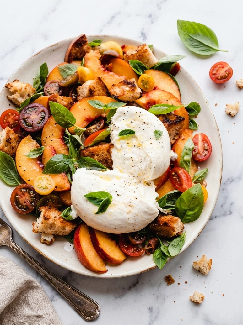 Peach Burrata Salad with Basil - 2