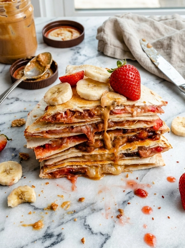 Peanut Butter Strawberry Banana Quesadilla - 1