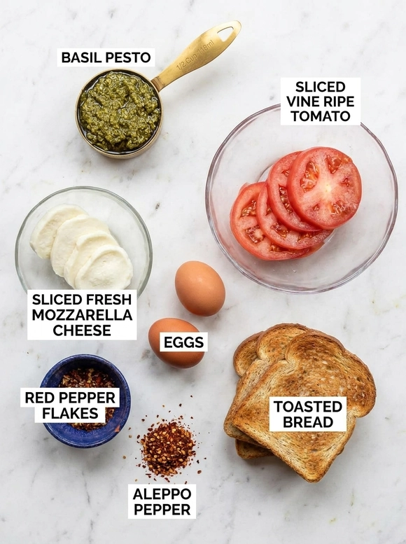 Pesto Eggs with Mozzarella and Tomatoes - 1