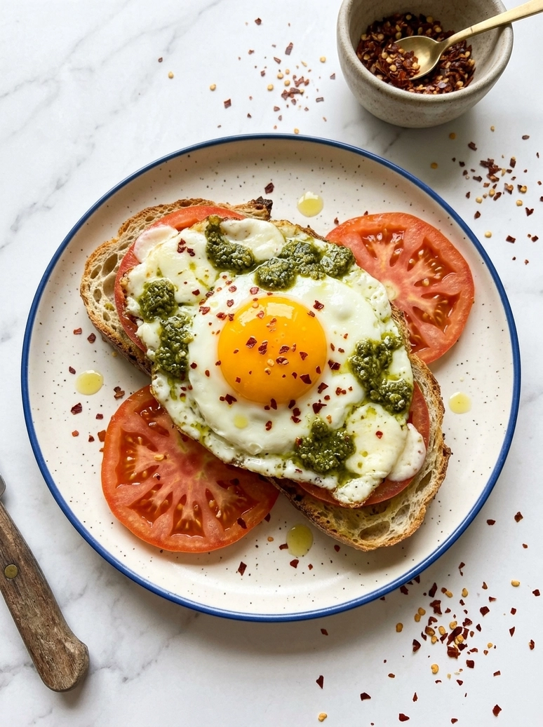 Pesto Eggs with Mozzarella and Tomatoes - 2