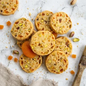 Pistachio Apricot Shortbread Cookies