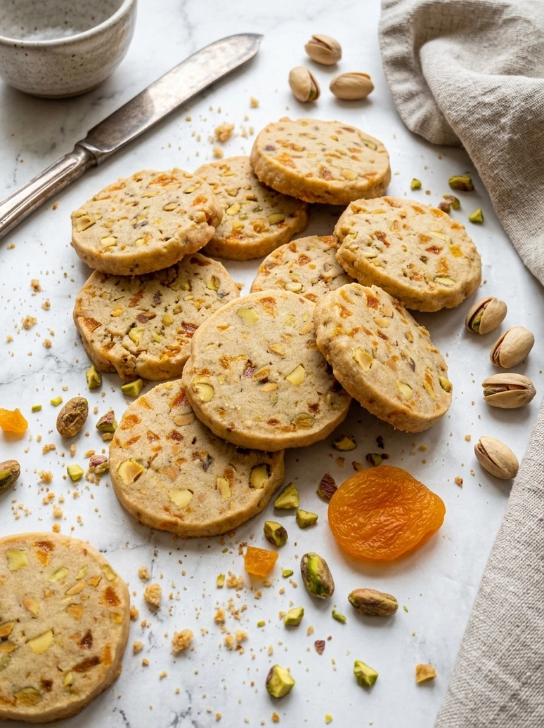 Pistachio Apricot Shortbread Cookies - 1