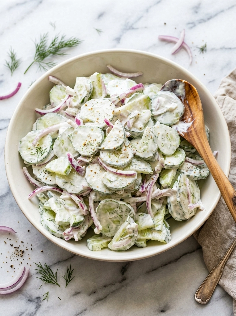 Quick and Easy Creamy Cucumber Salad - 2