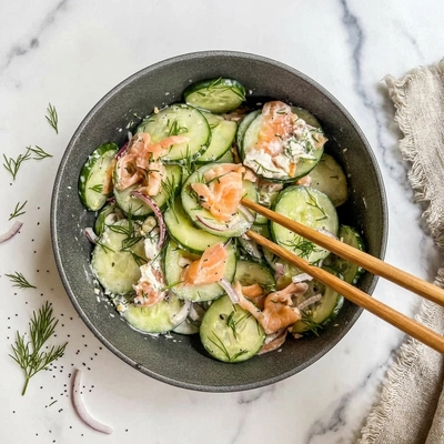 Smoked Salmon Everything Bagel Cucumbers