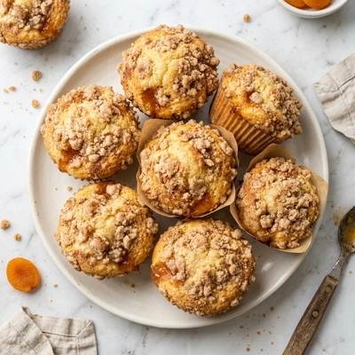 Tall Apricot Streusel Muffins