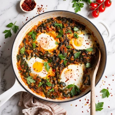 Turkish Spinach and Eggs Breakfast