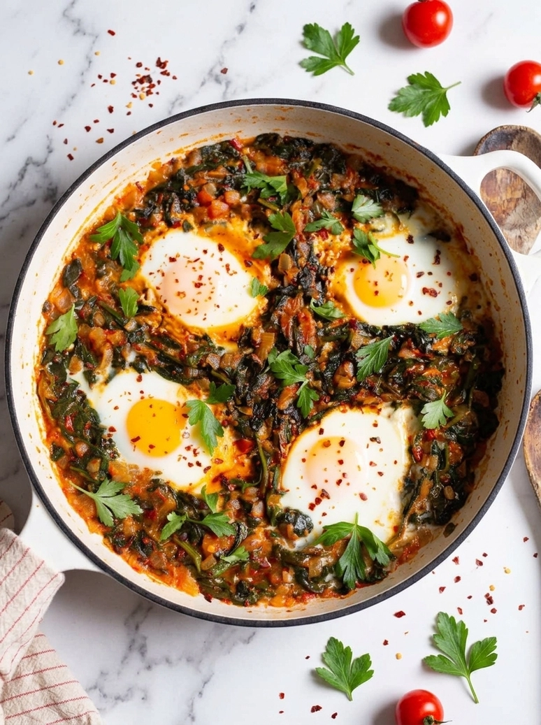 Turkish Spinach and Eggs Breakfast - 1