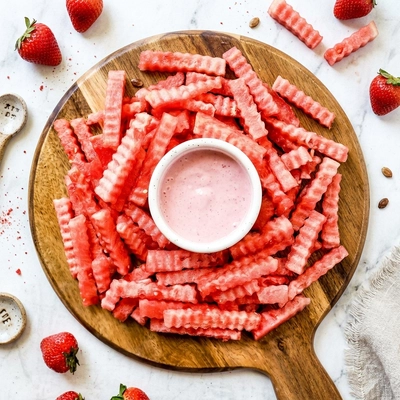 Watermelon Fries with Strawberry Dip